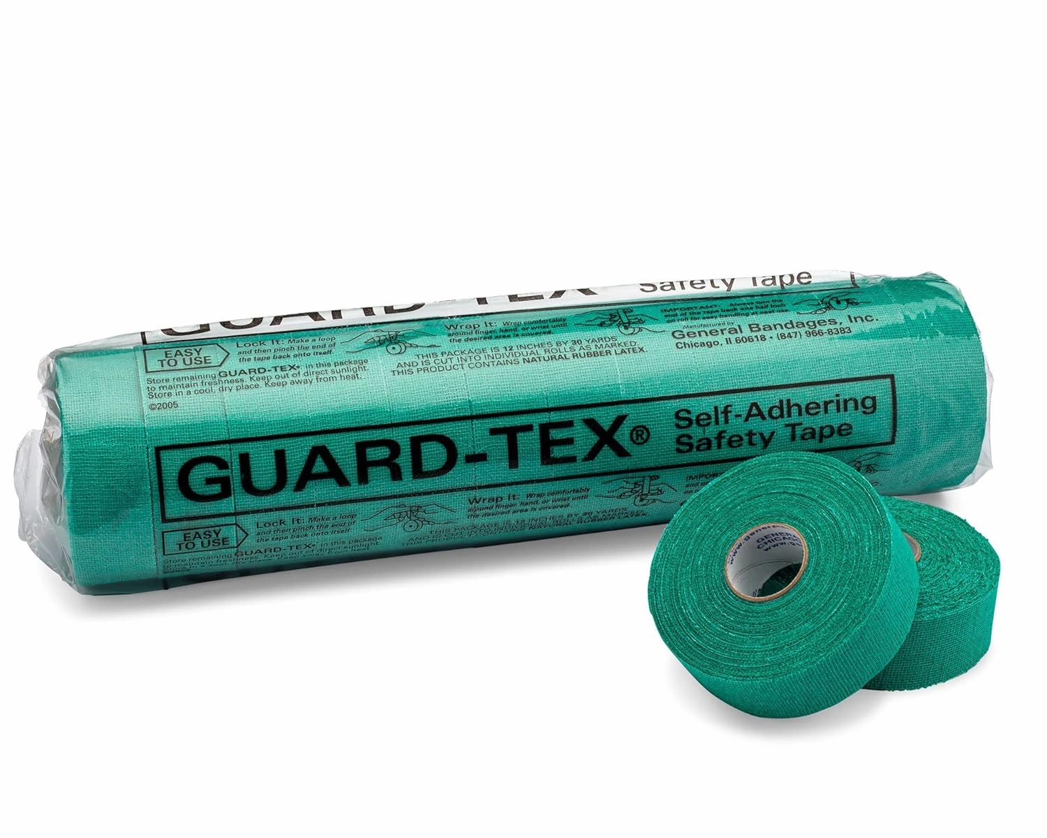Guard-Tex® 3/4" Utility Wrap – 16-Roll Value Pack – Cohesive, Adhesive-Free Tape for Fingers, Tools, First Aid & More – Flexible, Tear-by-Hand, Water-Resistant - Green