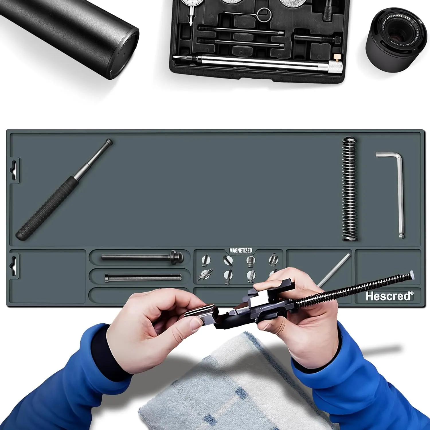 Gun Cleaning Mat, Gun Mat with Magnetic, Anti-Slip Rubberized Gun Cleaning Mat, Protective Workbench Mat for All Gun Cleaning
