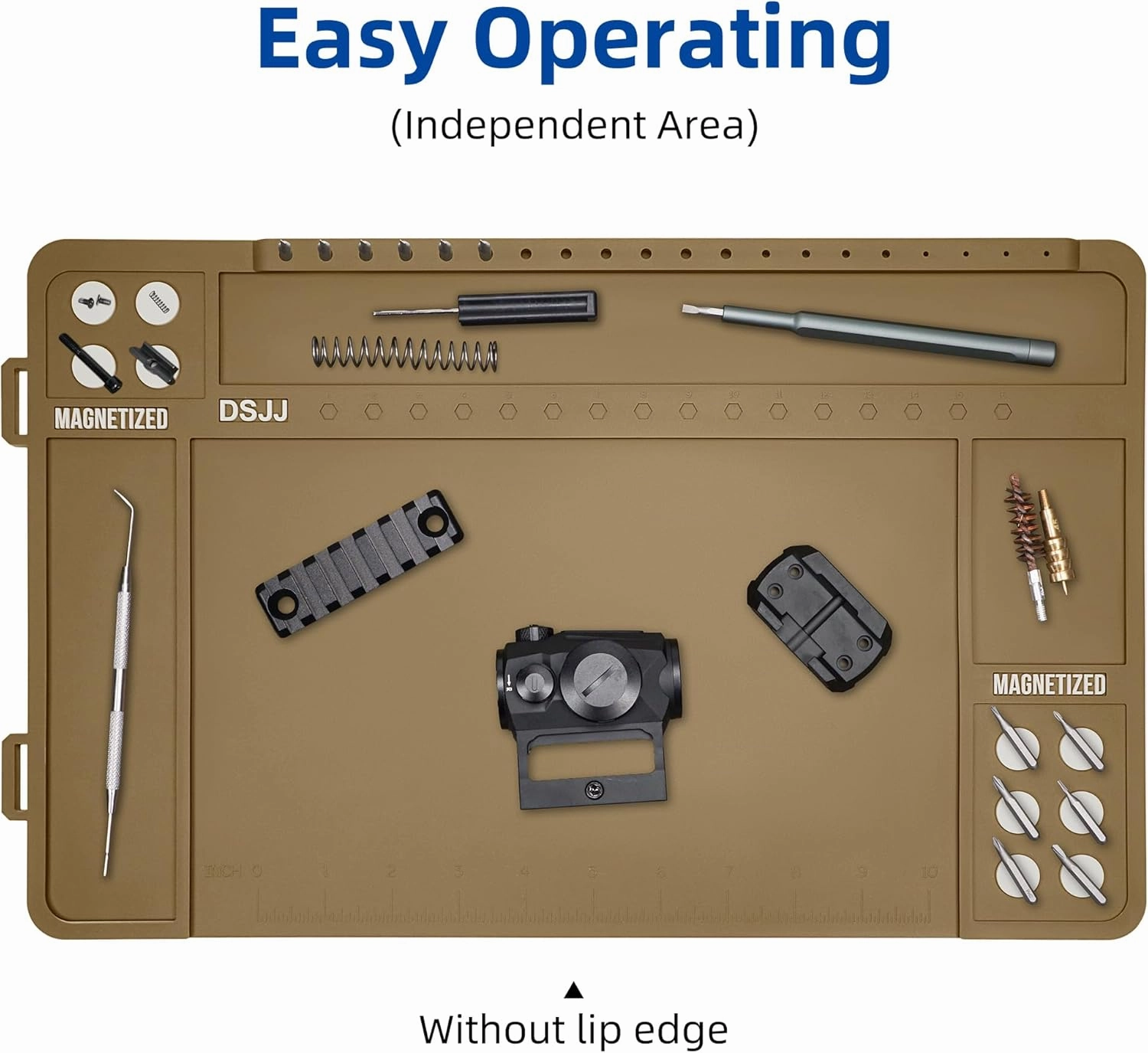 Gun Cleaning Mat, Premium Magnetic Pad With Organizer Parts Tray, Anti-Slip Rubberized Pistol Mat, Protective Workbench Mat for Gun Cleaning (16.5"x 10.43")