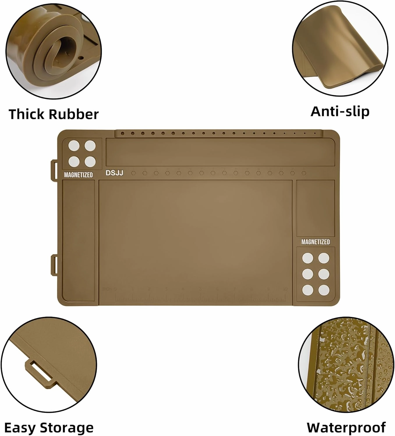 Gun Cleaning Mat, Premium Magnetic Pad With Organizer Parts Tray, Anti-Slip Rubberized Pistol Mat, Protective Workbench Mat for Gun Cleaning (16.5"x 10.43")
