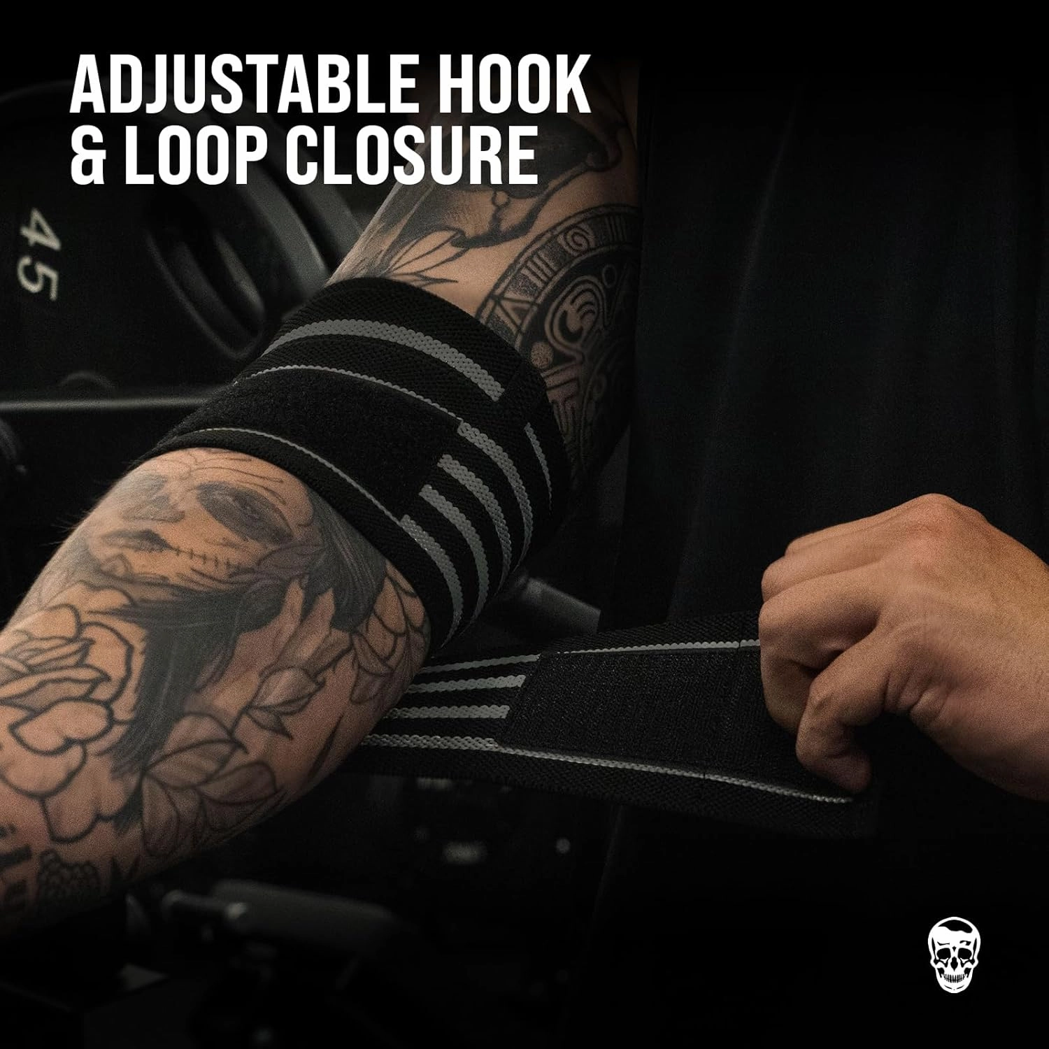Gymreapers Weightlifting Elbow Wraps (1 Pair) - Flexible 40'' Elbow Compression Strap & Joint Support Brace - for Bench Press, Powerlifting, and Pressing