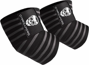 Gymreapers Weightlifting Elbow Wraps (1 Pair) - Flexible 40'' Elbow Compression Strap & Joint Support Brace - for Bench Press, Powerlifting, and Pressing