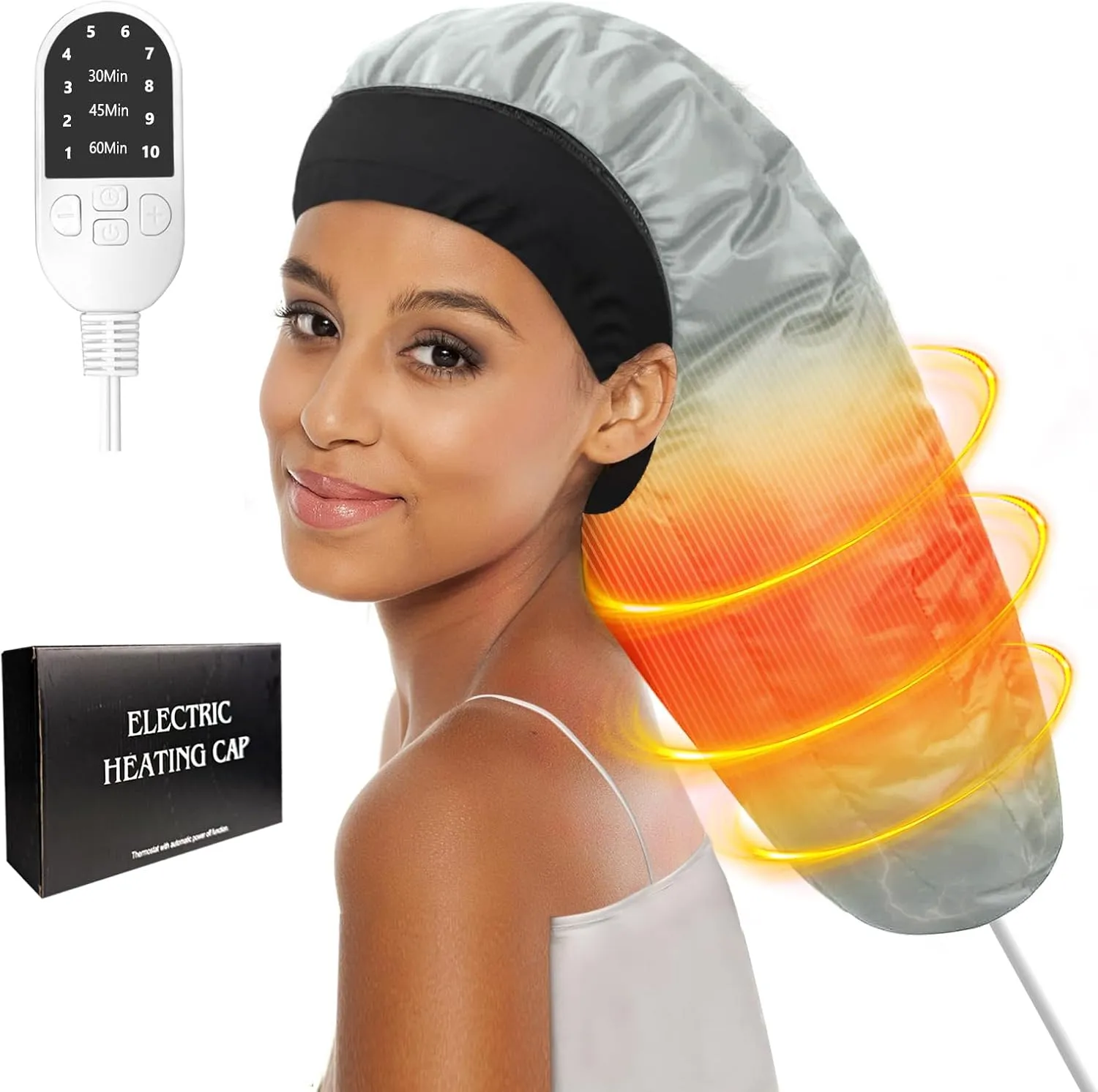 Hair Steamer for Deep Conditioning: Upgraded Thermal Cap with 10-Level Fast Heating, 3 Timer Settings, XL Hood for Natural, Curly & Black Hair – Portable Steam Cap for Home Hair Treatments