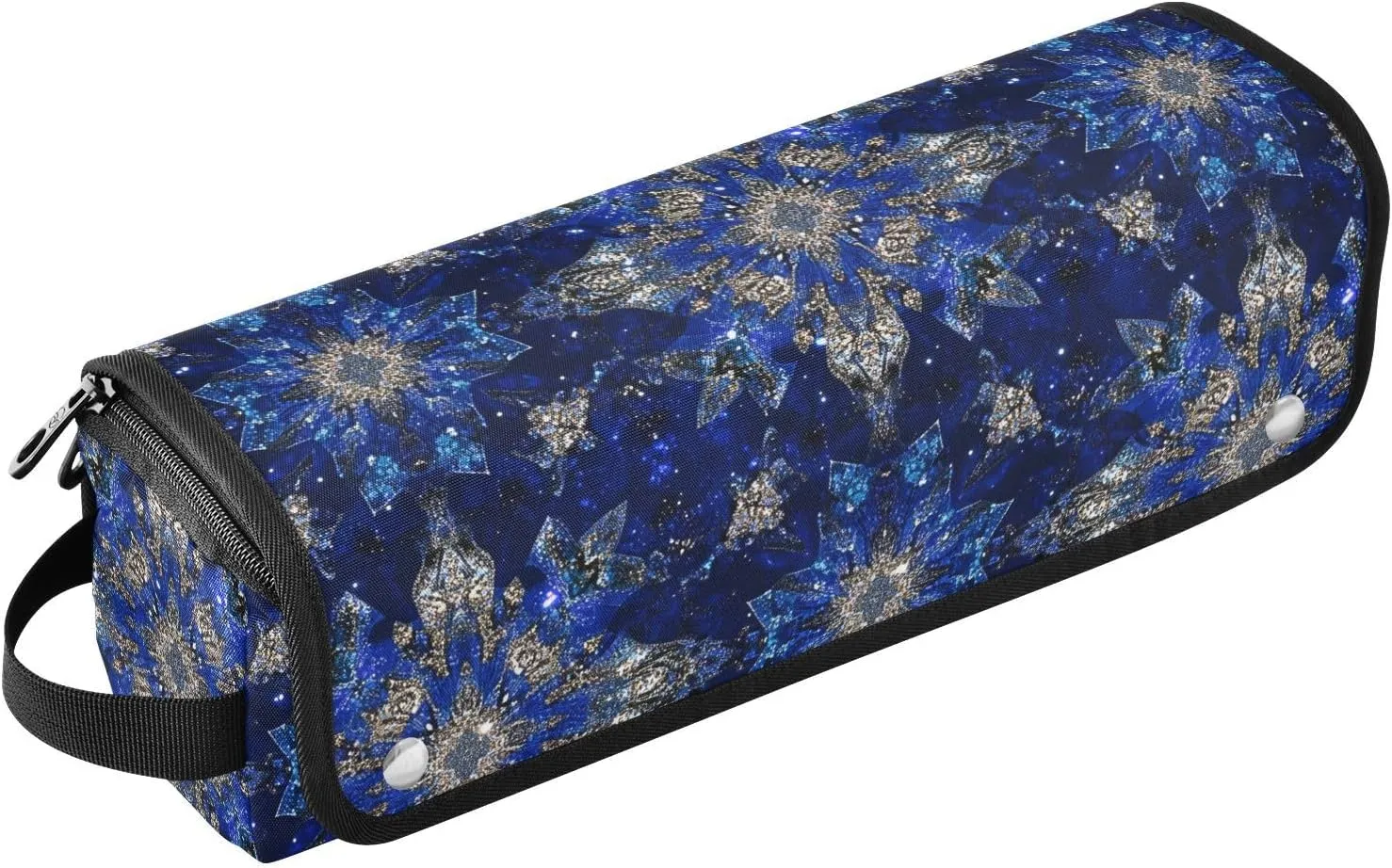 Hair Tool Travel Bag for Women with Iron Mat Large Capacity Hair Straighteners Organizer for Hot Tools Curling Iron Flat Irons Hair Volumizer Styler, Stars Glittering Royal Blue