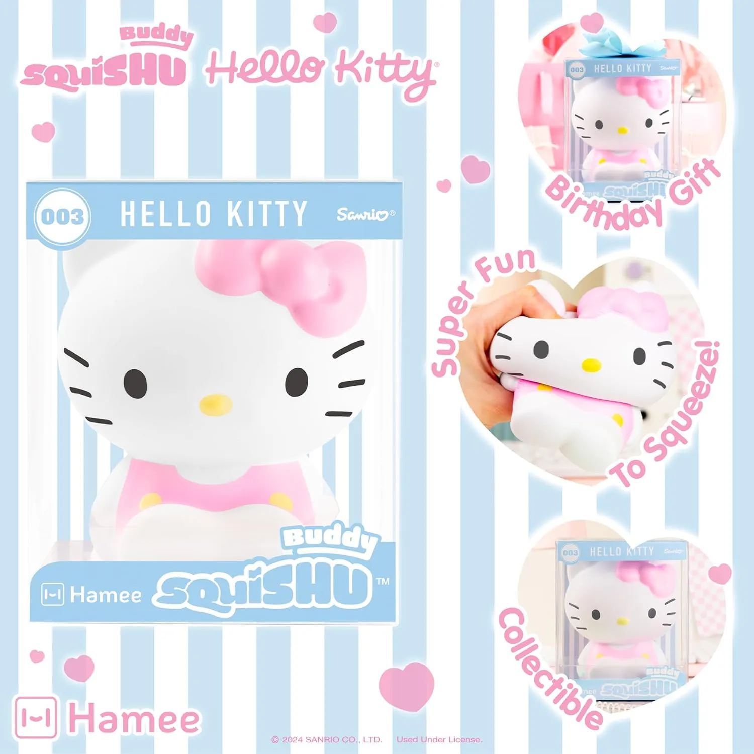 Hamee SquiSHU Buddy Hello Kitty and Friends Hello Kitty, Cute Birthday Gift, Official Merchandise, Toys for Kids & Adult, Model Squishy for Collectors