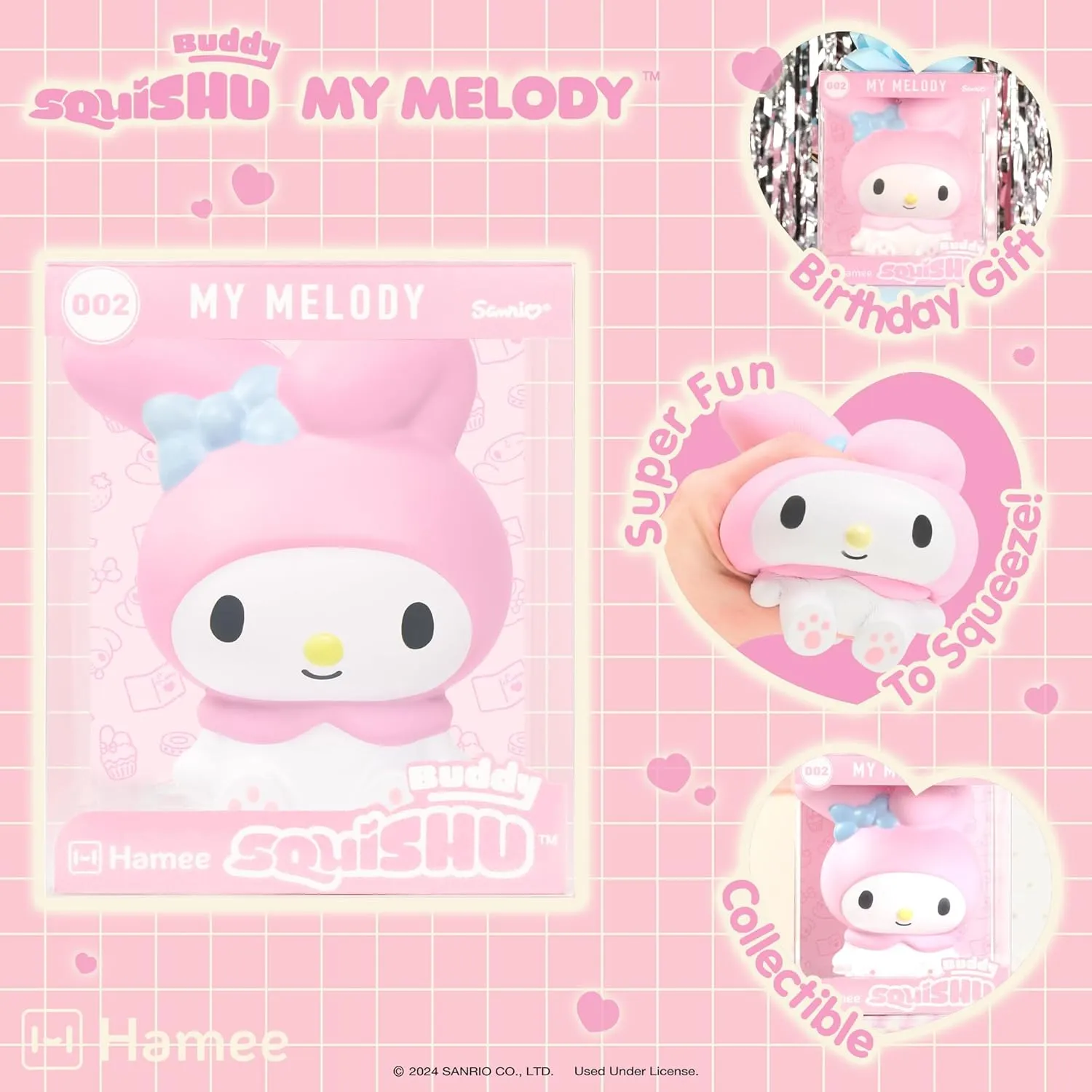 Hamee SquiSHU Buddy Hello Kitty and Friends My Melody, Cute Birthday Gift, Official Merchandise, Toys for Kids & Adult, Model Squishy for Collectors