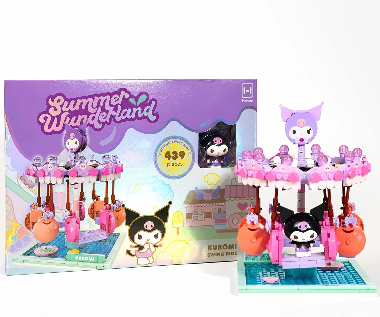 Hamee Sanrio Hello Kitty and Friends ‘Summer Wunderland’ Cute Water Theme Park Building Block Set Birthday Gift, Party Favor, Stress Relief, Collectible Toy, Sanrio Fan, Relaxation – Kuromi