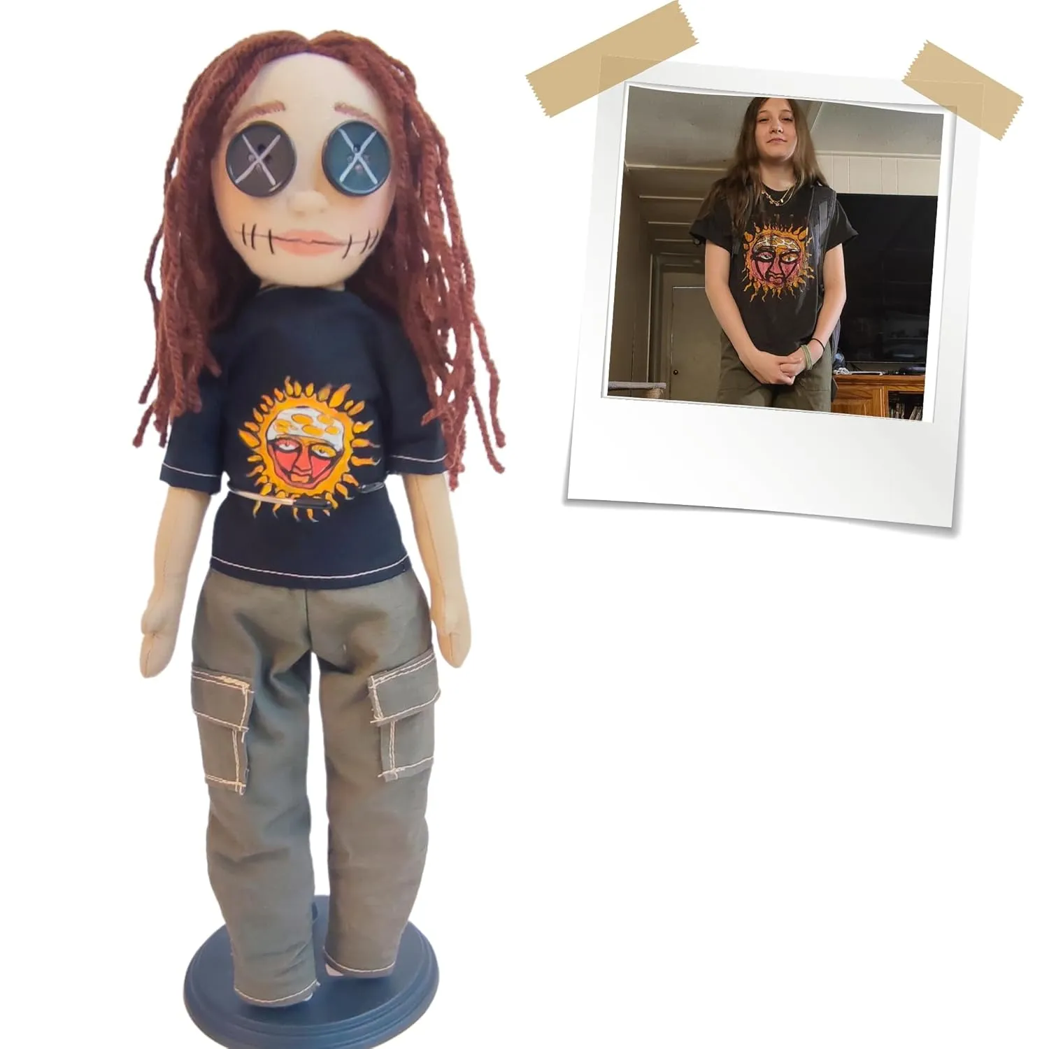 Handcrafted Custom Doll with Button Eyes, Turn Your Photo into a Personalized Cloth Doll, Ideal Gift for Any (12 Inches)