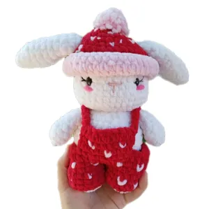 Handmade Crochet Stuffed Bunny Rabbit – Kawaii Adorable Soft Plushie Doll – Perfect Gift for Kids & Nursery Decor