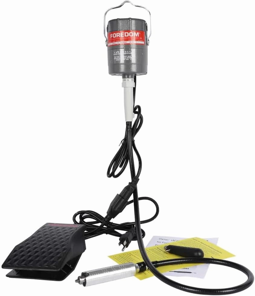Hanging Flex Shaft Grinder 230W Rotary Tool with Stepless Speed Foot Pedal Rotary Carver 0-180000rmp for Carving, Buffing,Drilling,Polishing (4mm flexshaft)