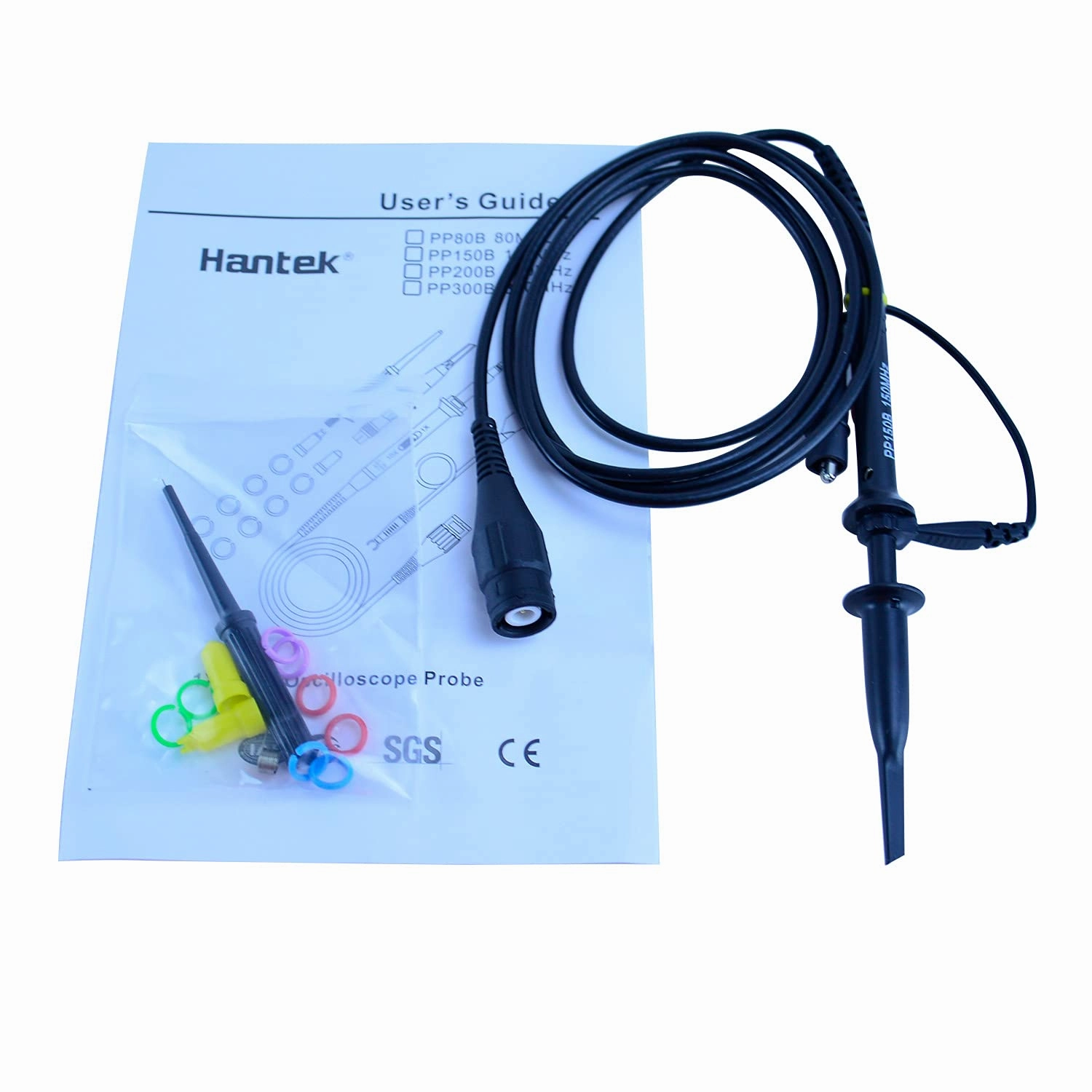 Hantek Universal oscilloscope Probe with Accessories kit 100MHz Scope Clip with BNC to Minigrabber Test Leads 1X 10X(PP-150B)