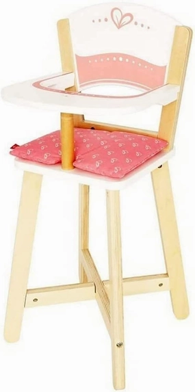 Hape Wooden Highchair for Babydoll| Fits Dolls up to 20 inch| Wooden Doll Play Furniture for Kids