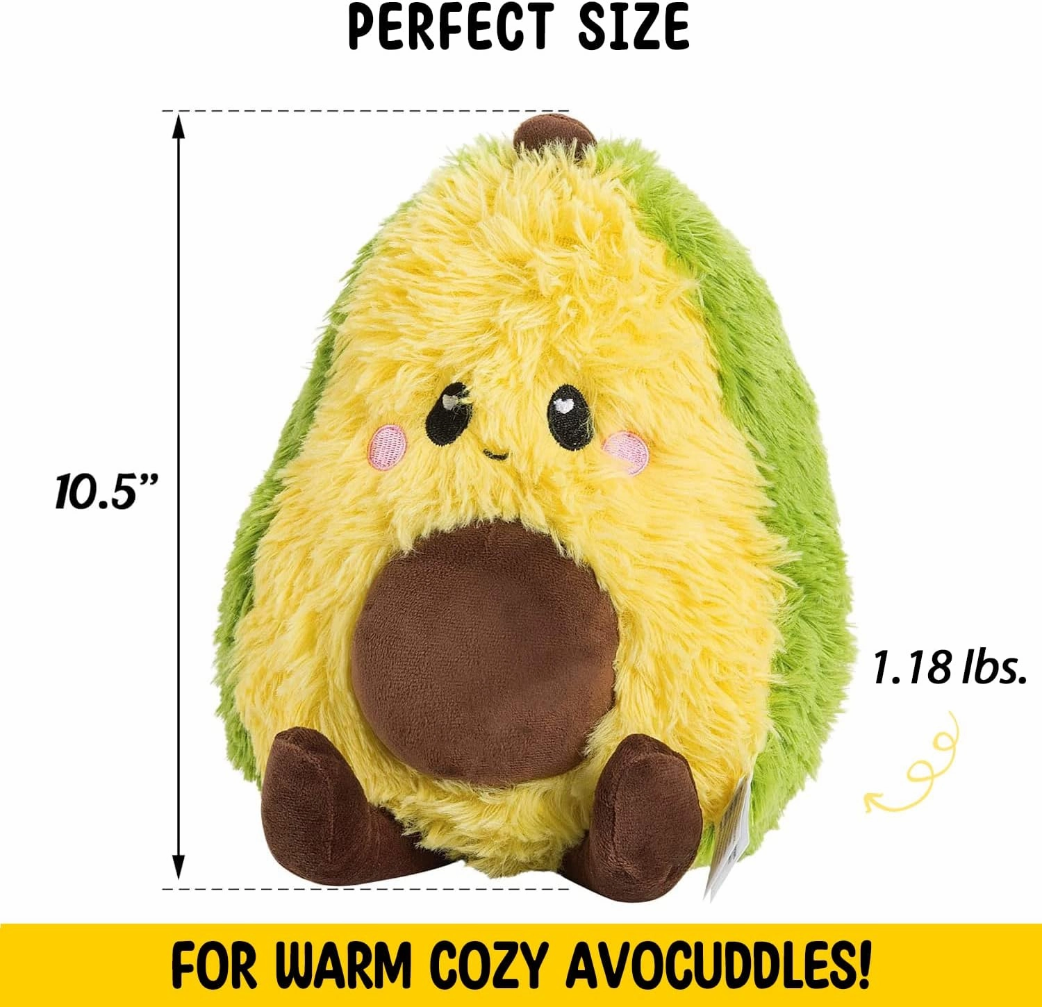 Happy Fuel Avocado Microwavable Unscented 1.5lbs Heating Pad For Women And Kids- Cute Soft Cozy Pillow Plush Heatable Warm Stuffed Animals- Kawaii Hot & Cold Plushie Food Toy - Avocado Gifts For Girls