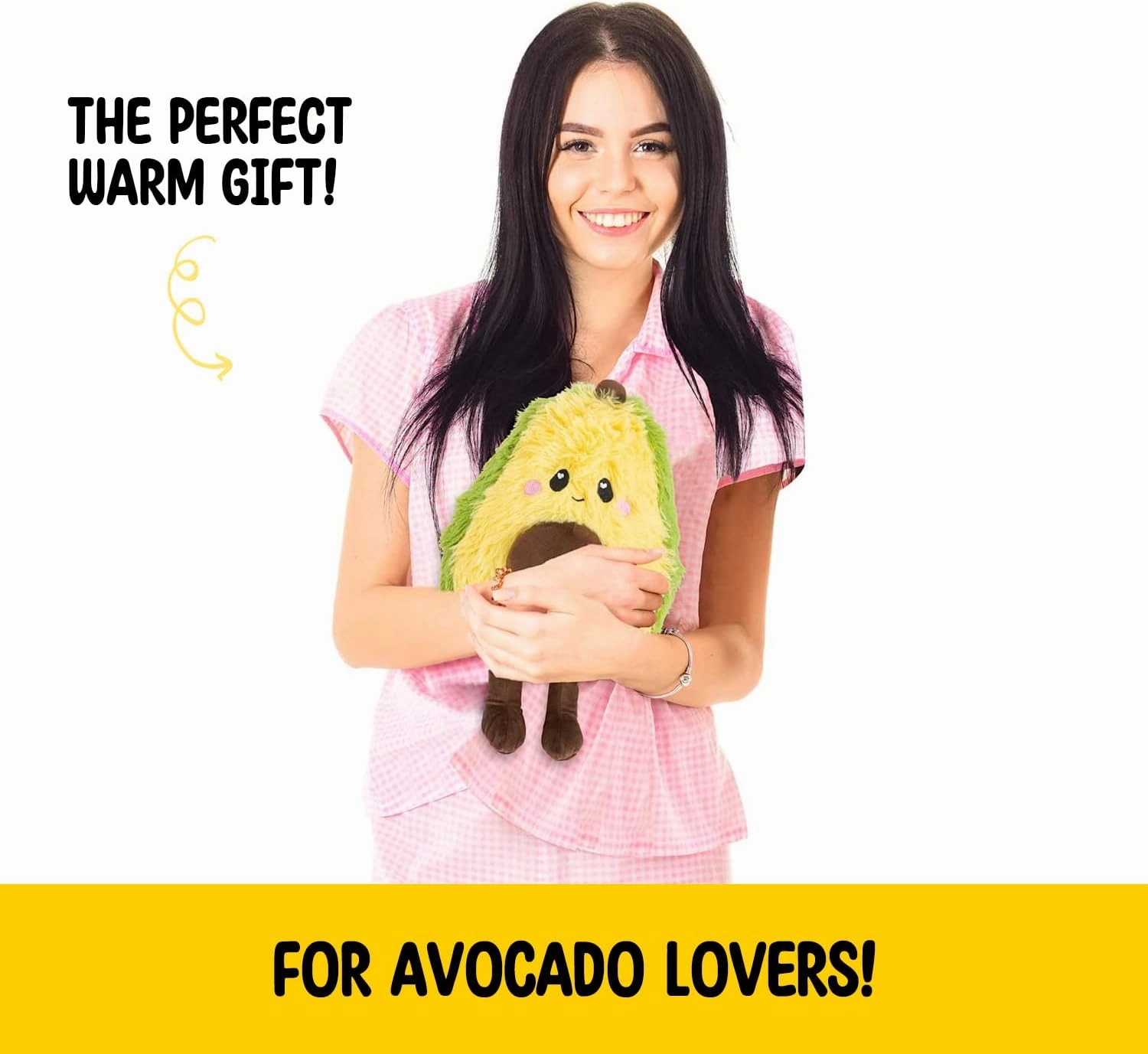 Happy Fuel Avocado Microwavable Unscented 1.5lbs Heating Pad For Women And Kids- Cute Soft Cozy Pillow Plush Heatable Warm Stuffed Animals- Kawaii Hot & Cold Plushie Food Toy - Avocado Gifts For Girls