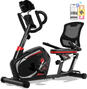 HARISON Semi Commercial Recumbent Exercise Bike with 400 lbs Capacity, Magnetic Recumbent bike for Adult and Seniors, Recumbent Stationary bike for Home with Smart Bluetooth App, 2 in 1 LCD Monitor and Tablet Holder, Heart Rate monitor