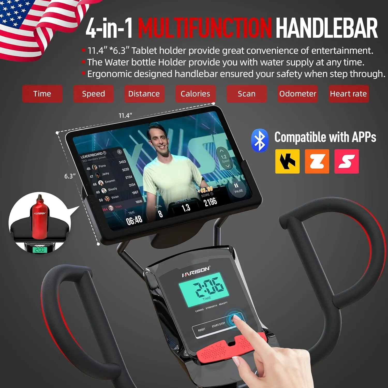 HARISON Semi Commercial Recumbent Exercise Bike with 400 lbs Capacity, Magnetic Recumbent bike for Adult and Seniors, Recumbent Stationary bike for Home with Smart Bluetooth App, 2 in 1 LCD Monitor and Tablet Holder, Heart Rate monitor