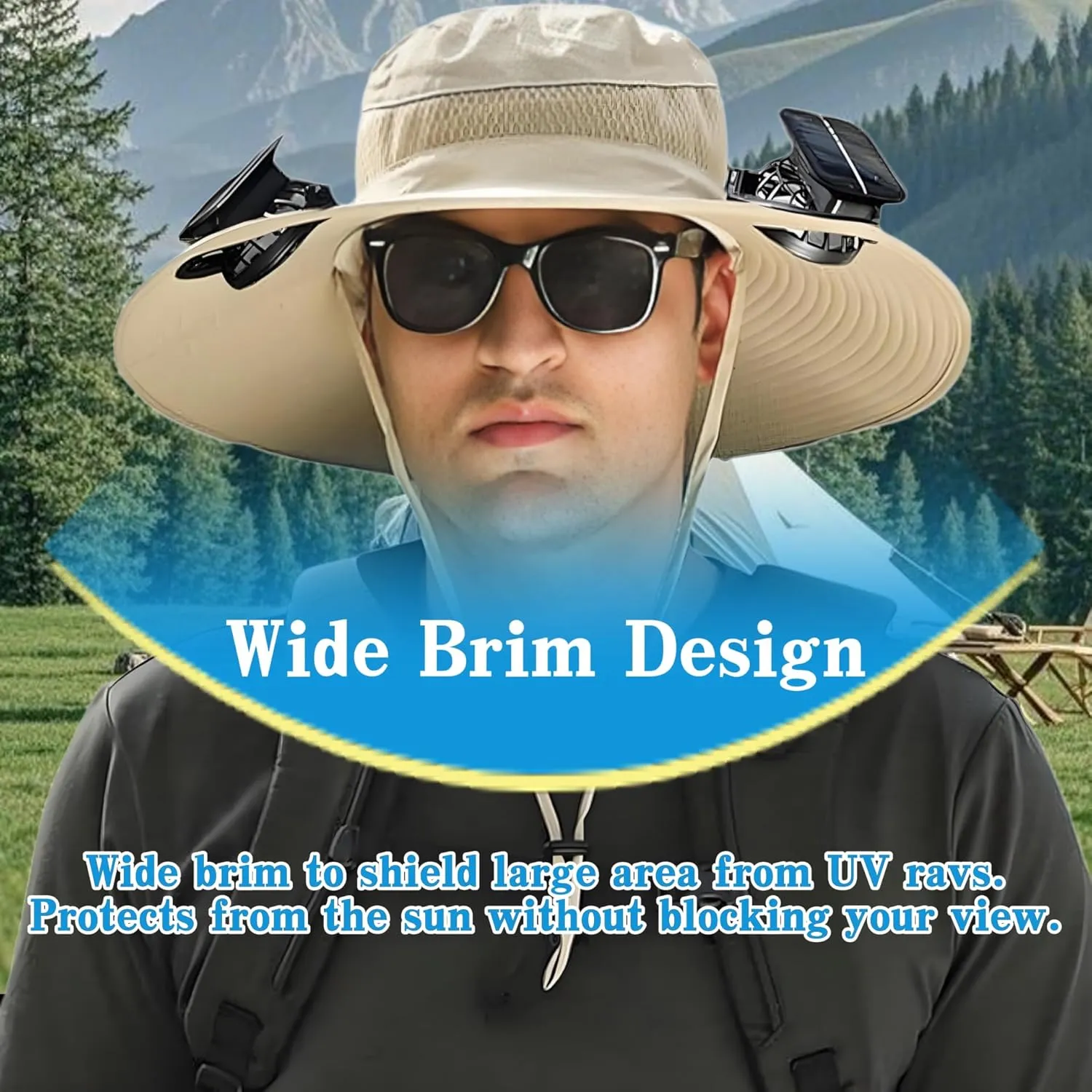 Hat with Fans Solar Power, Solar Fan Hat for Men Women, UPF 50  Removable&USB Charging for Outdoor Hiking Camping Fishing