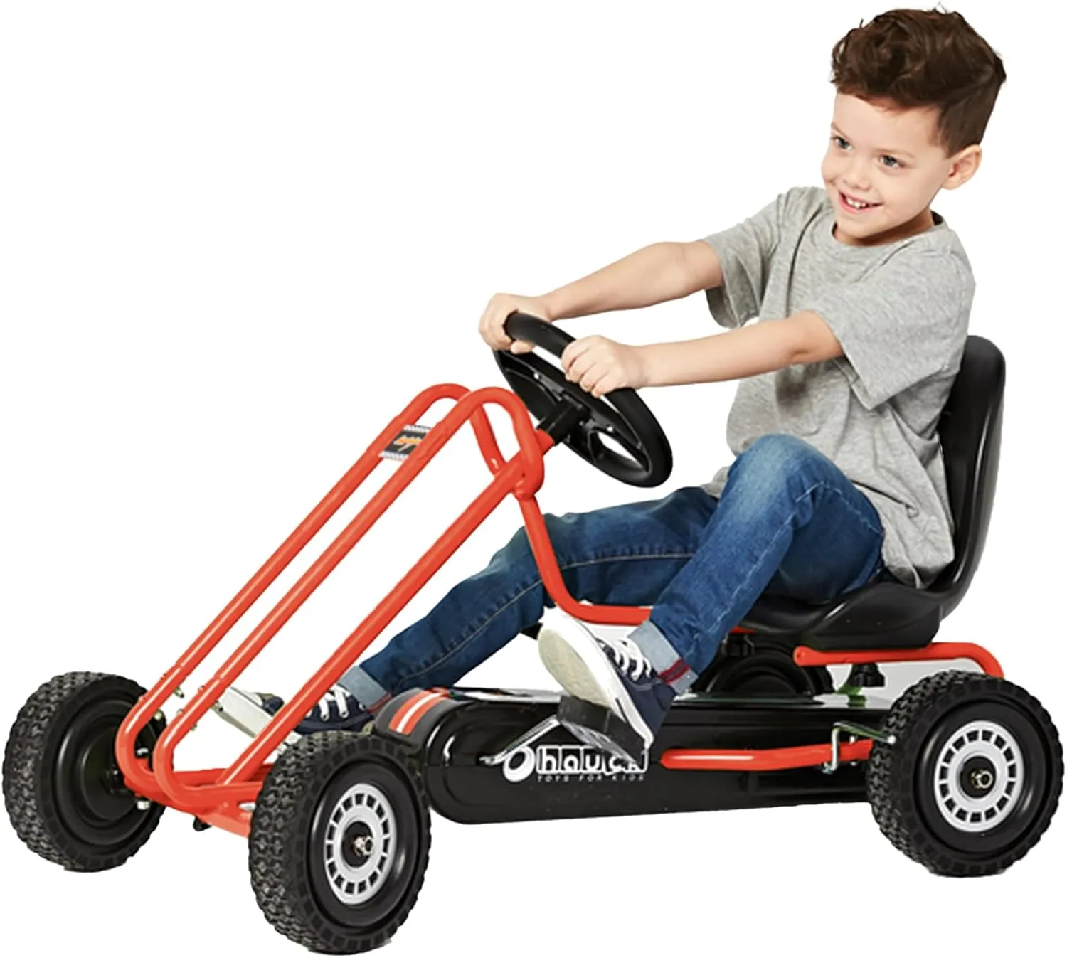 hauck Kids Pedal Go Kart, 4 Wheel Bike Cart, Ages 4-8, Lightning Ride, Orange