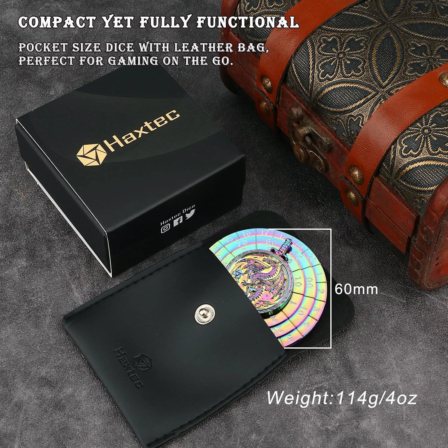 Haxtec Spinner Dice 7-in-1 Metal DND Dice Set Unique Dice Spinner Antique Rotate Metal D&D Dice for Dungeons and Dragons DND Gifts RPG Role Playing Gaming Dice