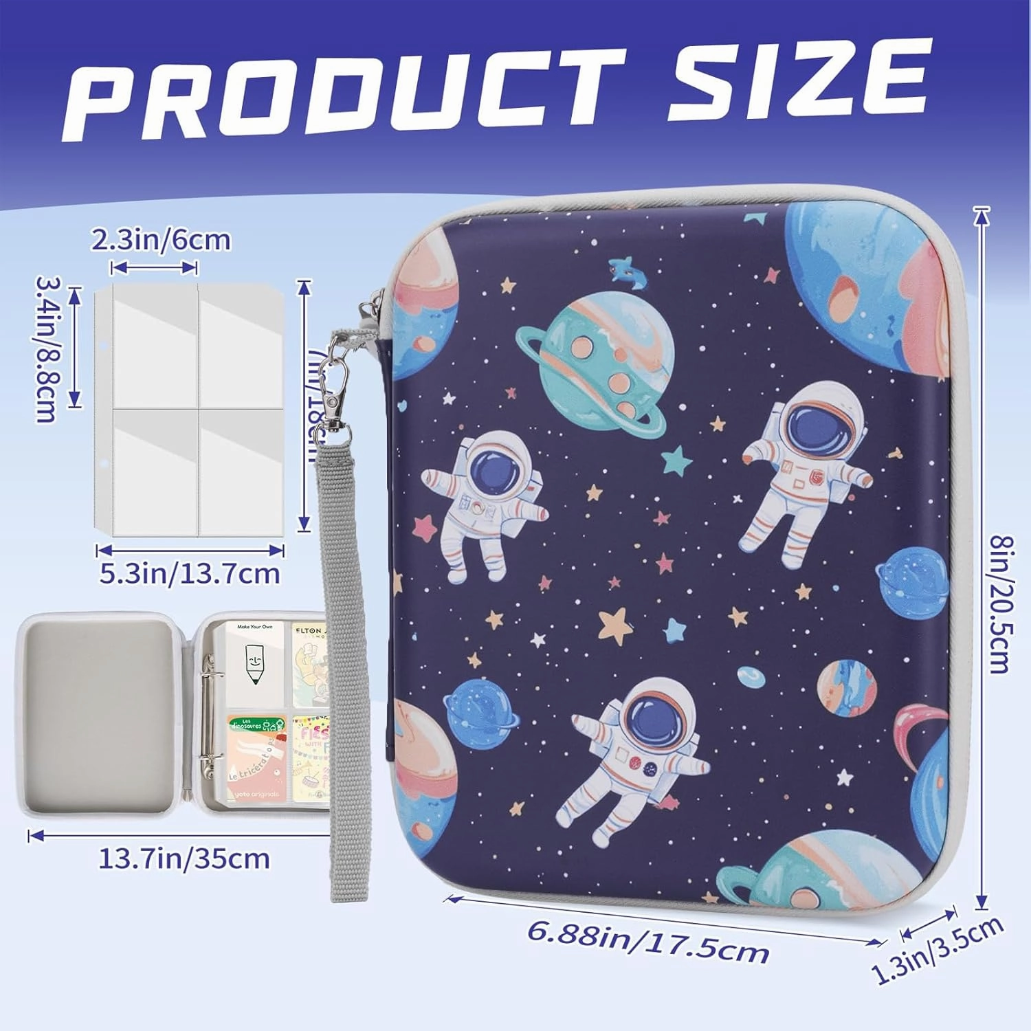 HBK Card Holder for Yoto Cards, 80 Pockets Mini Card Binder with Zipper & Strap, Portable Waterproof Card Album Organizer for Player & Mini Audiobook Cards Storage (Space)
