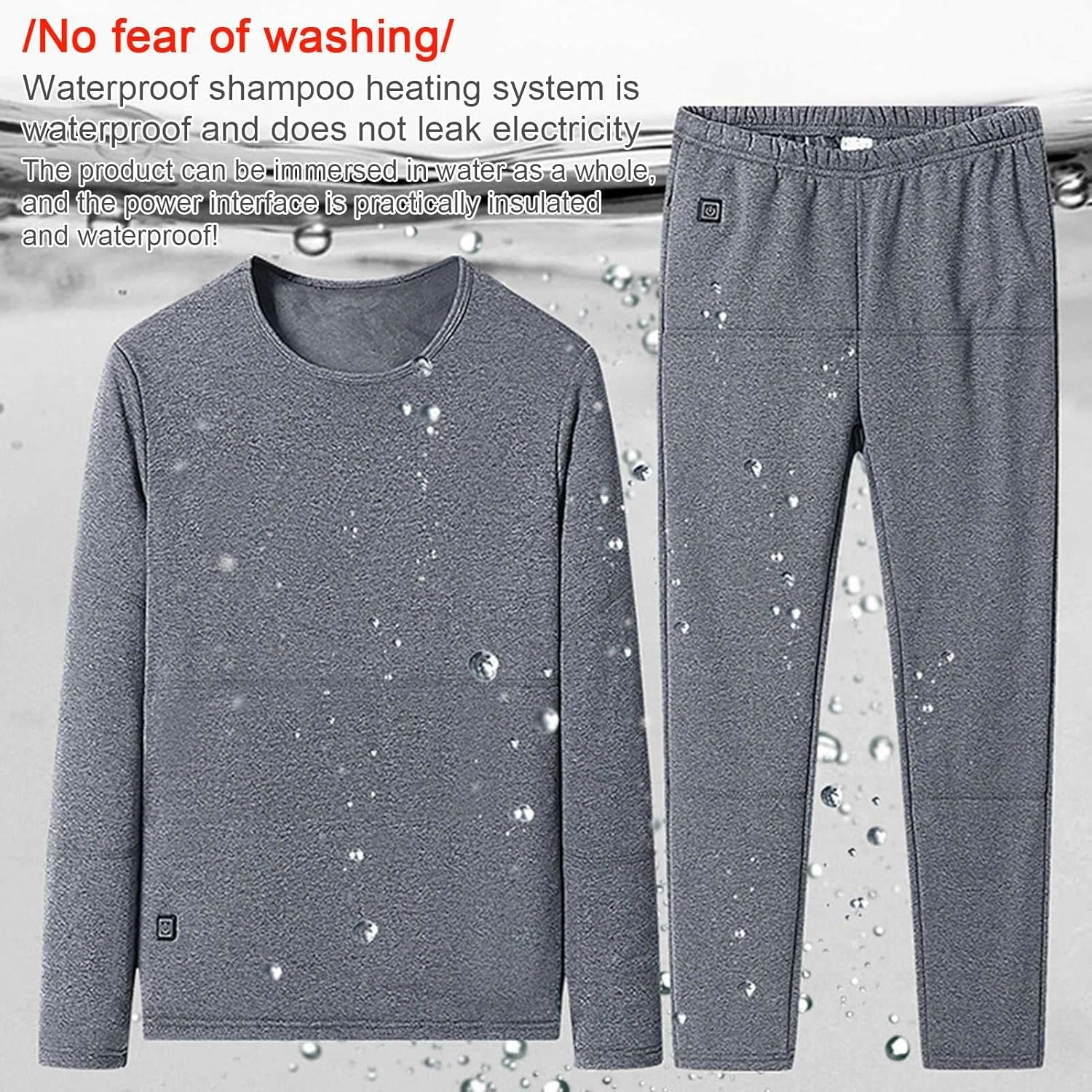 Heated Warm Underwear for Men Women 22 Zone Heating Pad USB Thermal Soft Trousers Top (Batteries Not Included)