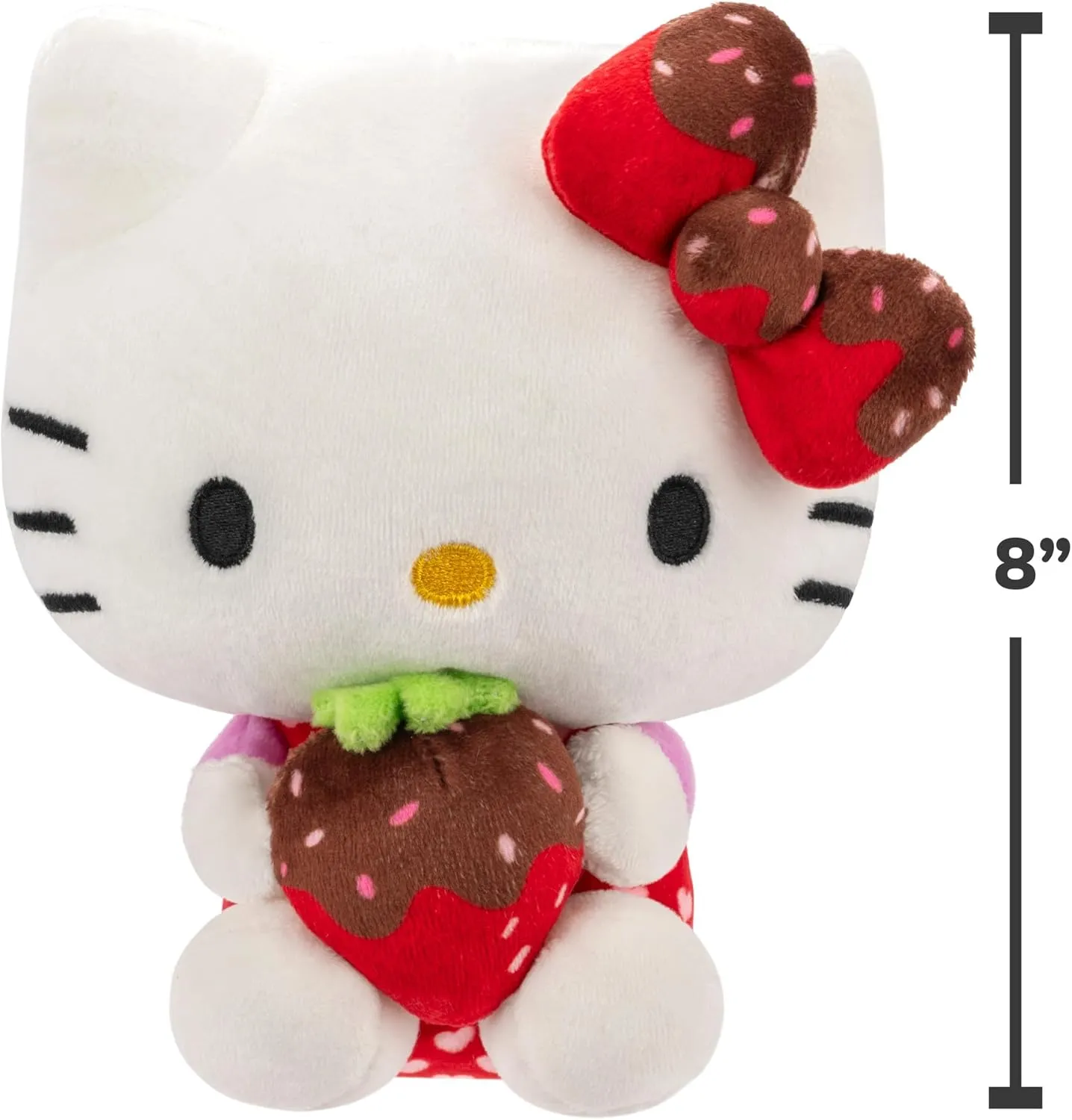 Hello Kitty and Friends 8" Plush with Chocolate Covered Strawberry - Officially Licensed Sanrio Product - Cute Soft Doll Stuffed Animal Toy - Gift for Kids, Boys, Girls - 2 