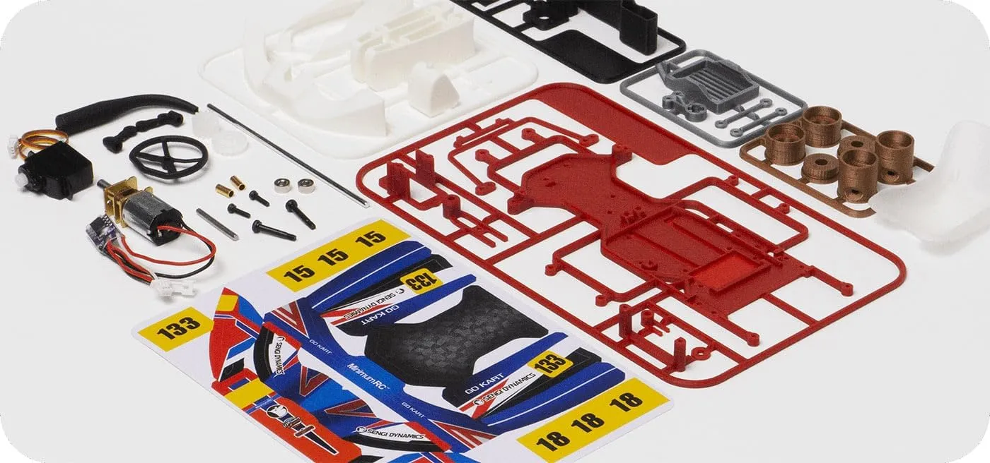 HERR Mini RC Kart Assembly Model Kart-80 1/32 Scale 2.4G DIY Toy Gift KIT Version (Without Remote Control and Battery)