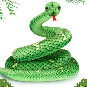 Hiboom Giant Snake Plush Large Stuffed Animal Realistic Stuffed Lifelike Snake Toy Gifts for Birthday Party Decoration Easter Carnival Prank Props(110 Inch,Green)