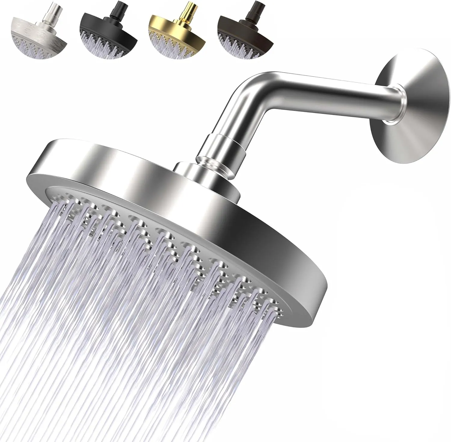 High Pressure Shower Head - Anti-Clogging Silicone Nozzles - 2.5 GPM Removable Restrictor - Easy to Clean Adjustable Replacement - easy to install with Plumbers Tape - 6 inch - Classic Chrome Finish