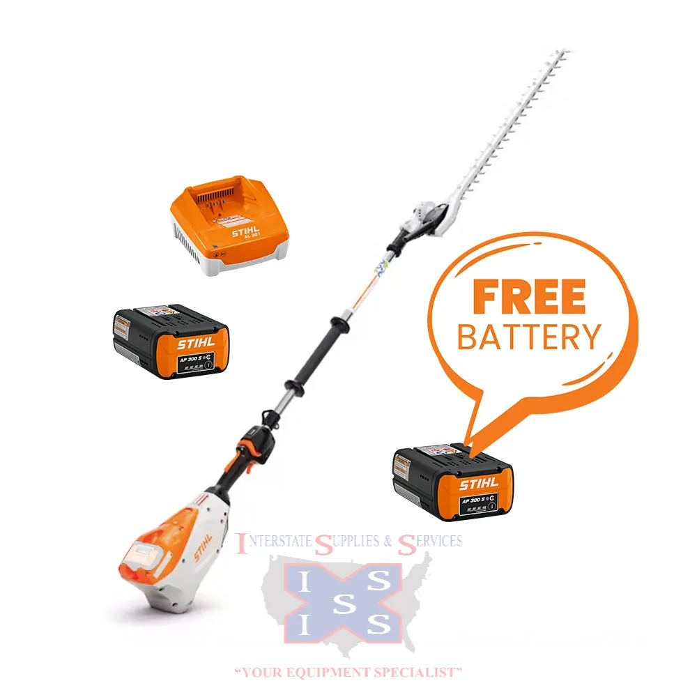 HLA 135 K (145º) Extended Hedge Trimmer AP 300 S Set with Free Extra Battery