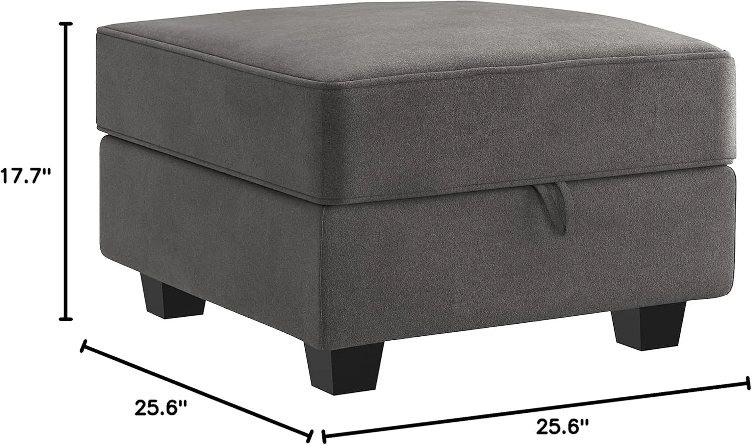 HONBAY Ottoman Module for Modular Sectional Sofa, Storage Ottoman Square Ottoman Bench for Living Room, Velvet Grey