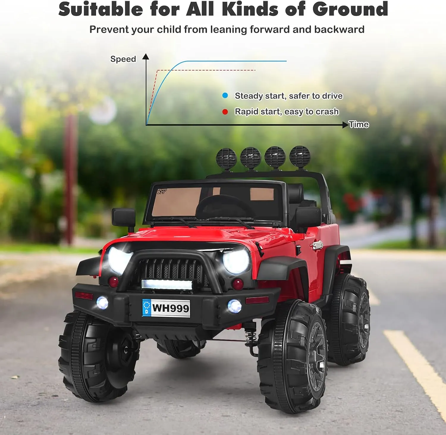 HONEY JOY 12V Ride On Truck, Battery Powered Electric Cars for Kids, Spring Suspension, MP3, LED Lights, Remote Control, Openable Door, Toddler 4 Wheeler Ride On Toys Car, Gift for Boys Girls(Red)