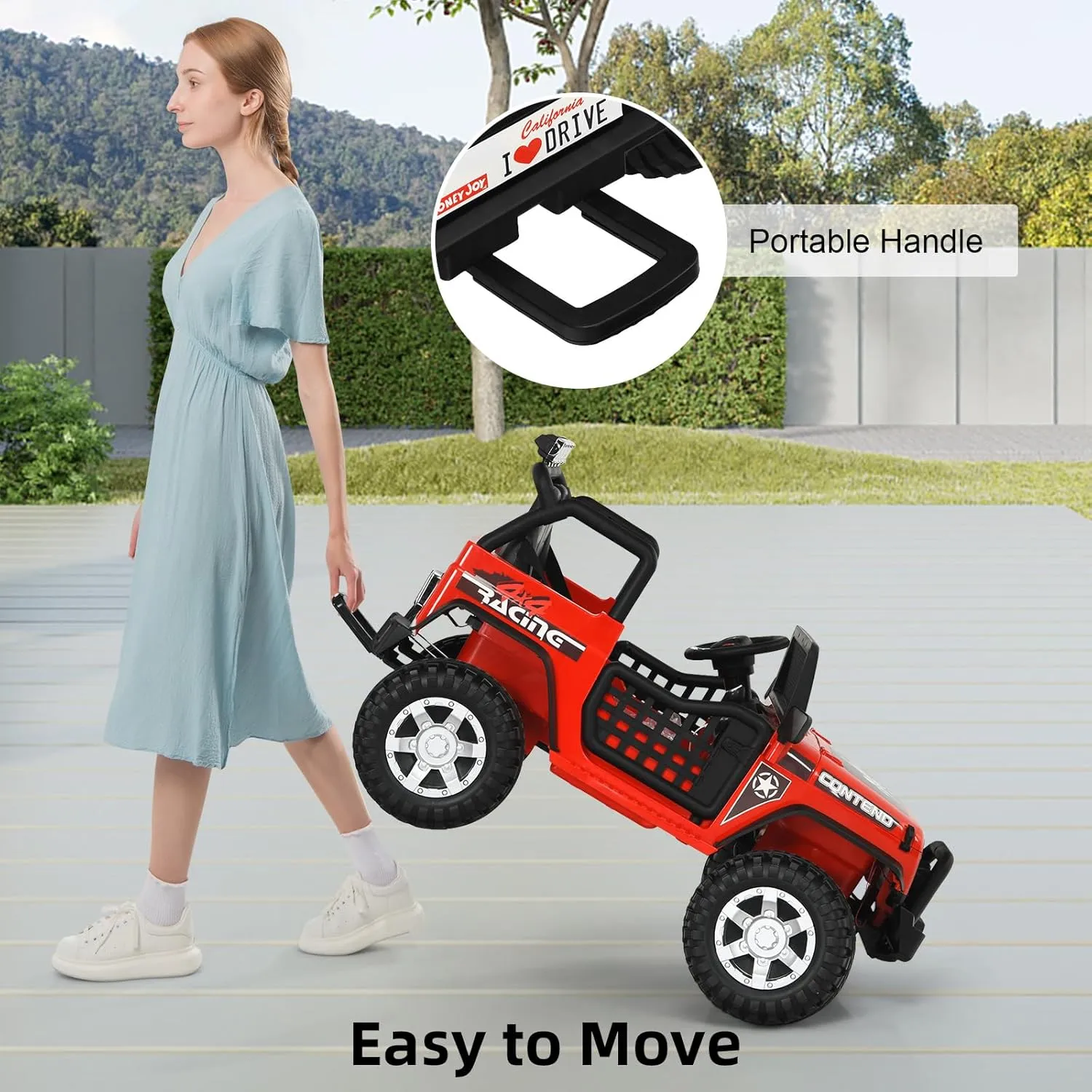 HONEY JOY 2 Seat Ride On Truck,12V Battery Powered Electric Cars for Kids, Spring Suspension, LED Lights, Remote Control, Horn, Music/ MP3, Toddler 4 Wheeler Ride On Toys Car for Girls(Red)