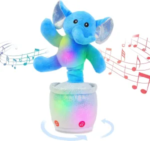 Hopearl Dancing Elephant Toy Repeats What You Say Talking Chasing Elephish Toy Wriggle Singing Mimicking Twisting Interactive Animated Toy Bump and Go Speaking Gift for Toddlers, 13''