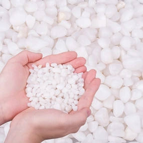 HOT SEAL 6.0 LB White Polished Pebbles 3/8", Natural Decorative Smooth River Rocks, Gravel Size White Small Pebble Stone for Succulent, Bonsai, Potted Plants, Landscaping, Fairy Garden, Aquarium