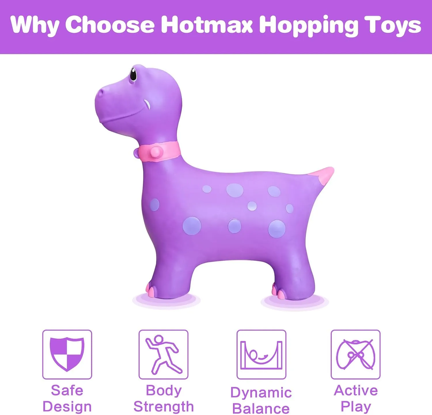 HotMax Bouncy Horse, Dinosaur Hopper Toys for Kids, Inflatable Ride on Bouncy Animals Toys for Toddlers, Jumping Horse for Baby Birthday Gift for Boy or Girl 18 Months 2-4 Year Old (Purple)