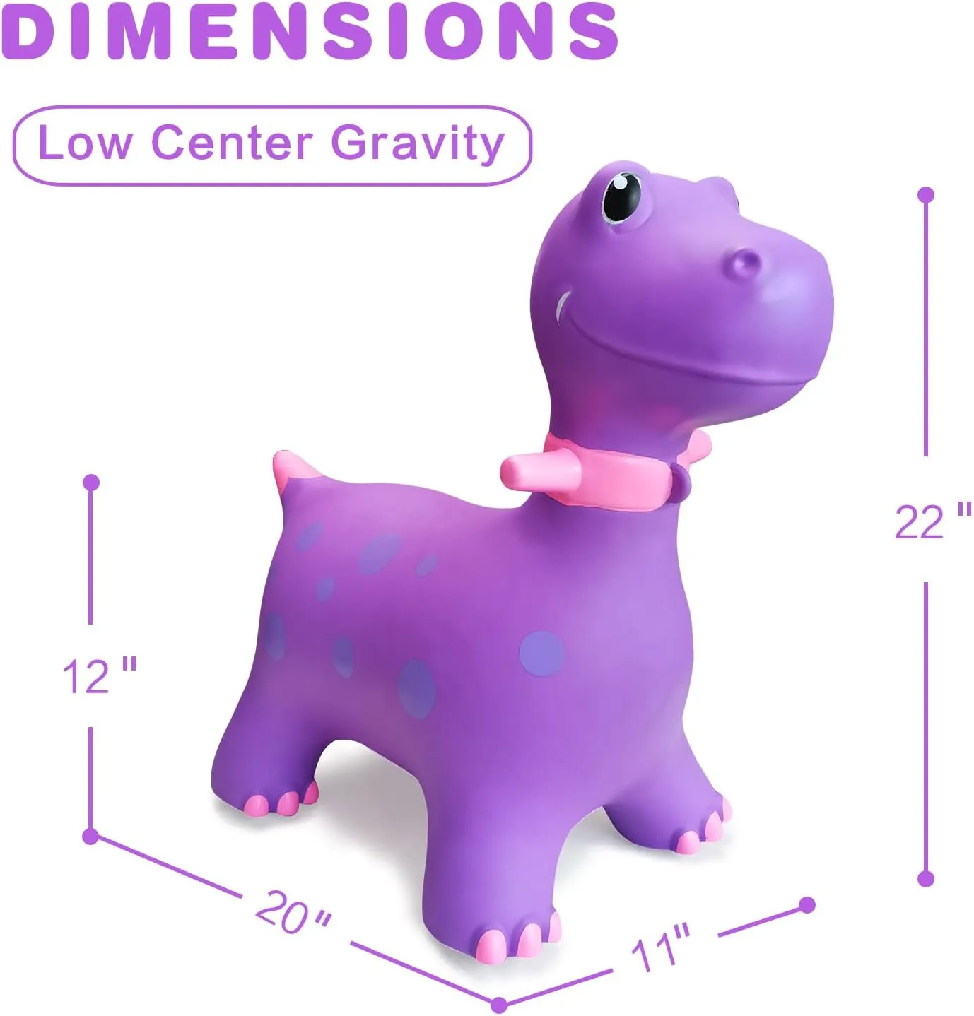 HotMax Bouncy Horse, Dinosaur Hopper Toys for Kids, Inflatable Ride on Bouncy Animals Toys for Toddlers, Jumping Horse for Baby Birthday Gift for Boy or Girl 18 Months 2-4 Year Old (Purple)