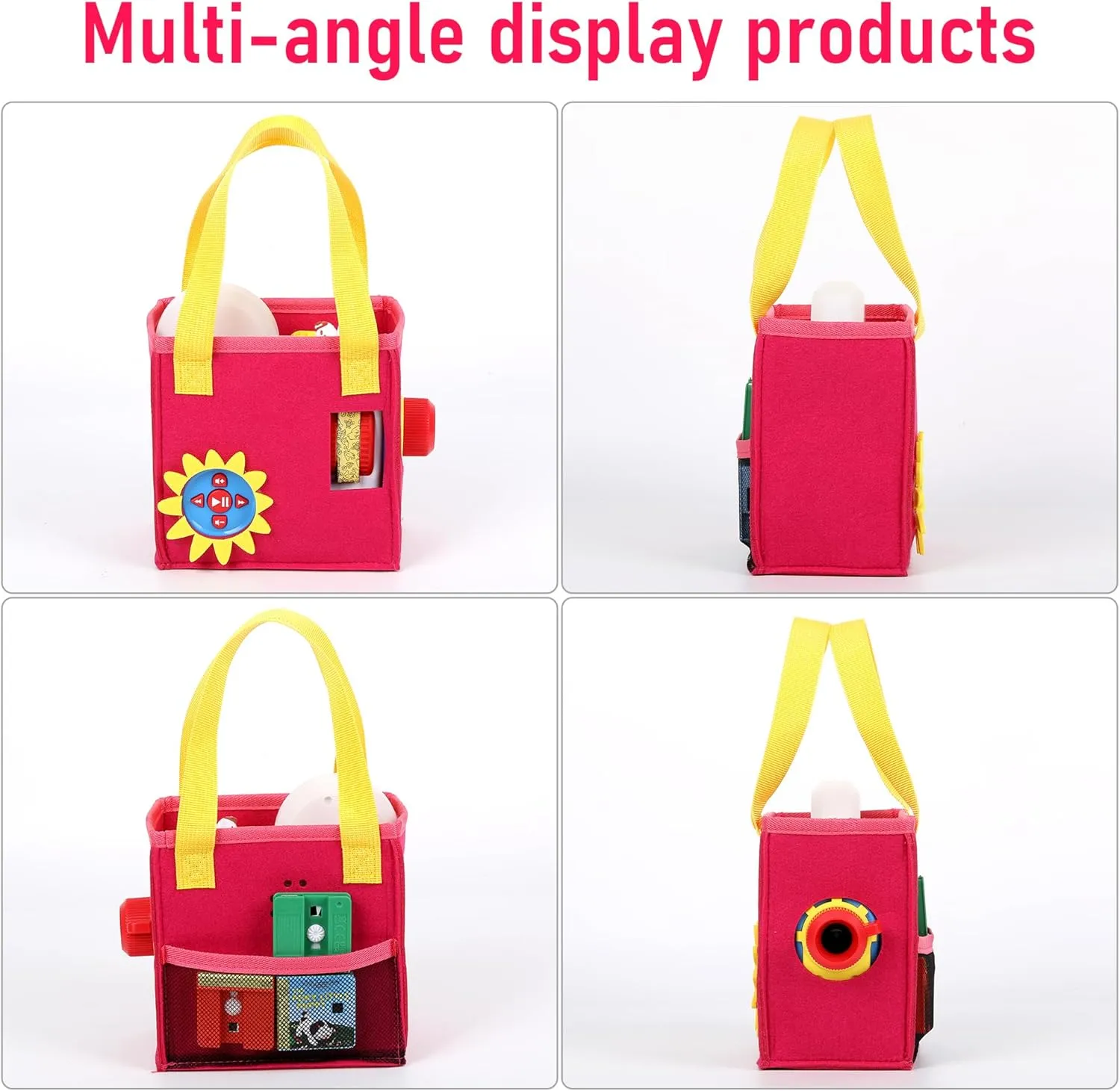 Hounyoln Case for Little Tikes Story Dream Machine Books,Felt Cloth Little Tikes Projector Toy Folding Bag Portable Carrying (Rose Red)