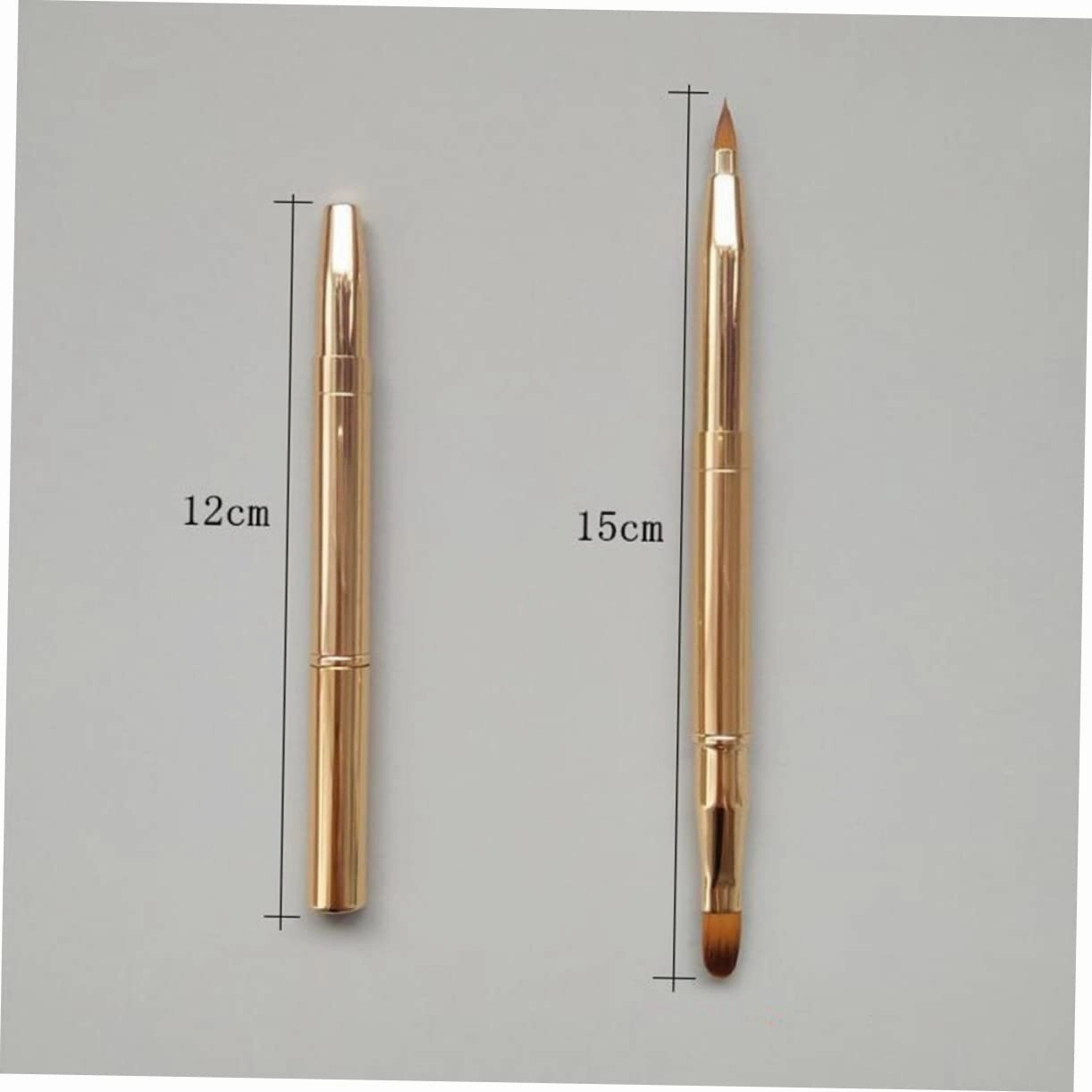 Housoutil 6pcs Retractable Dual Ended Lip Brush Versatile Makeup Brushes for Lip Gloss Eyeshadow and Concealer Application Portable Design Golden and Black Colors