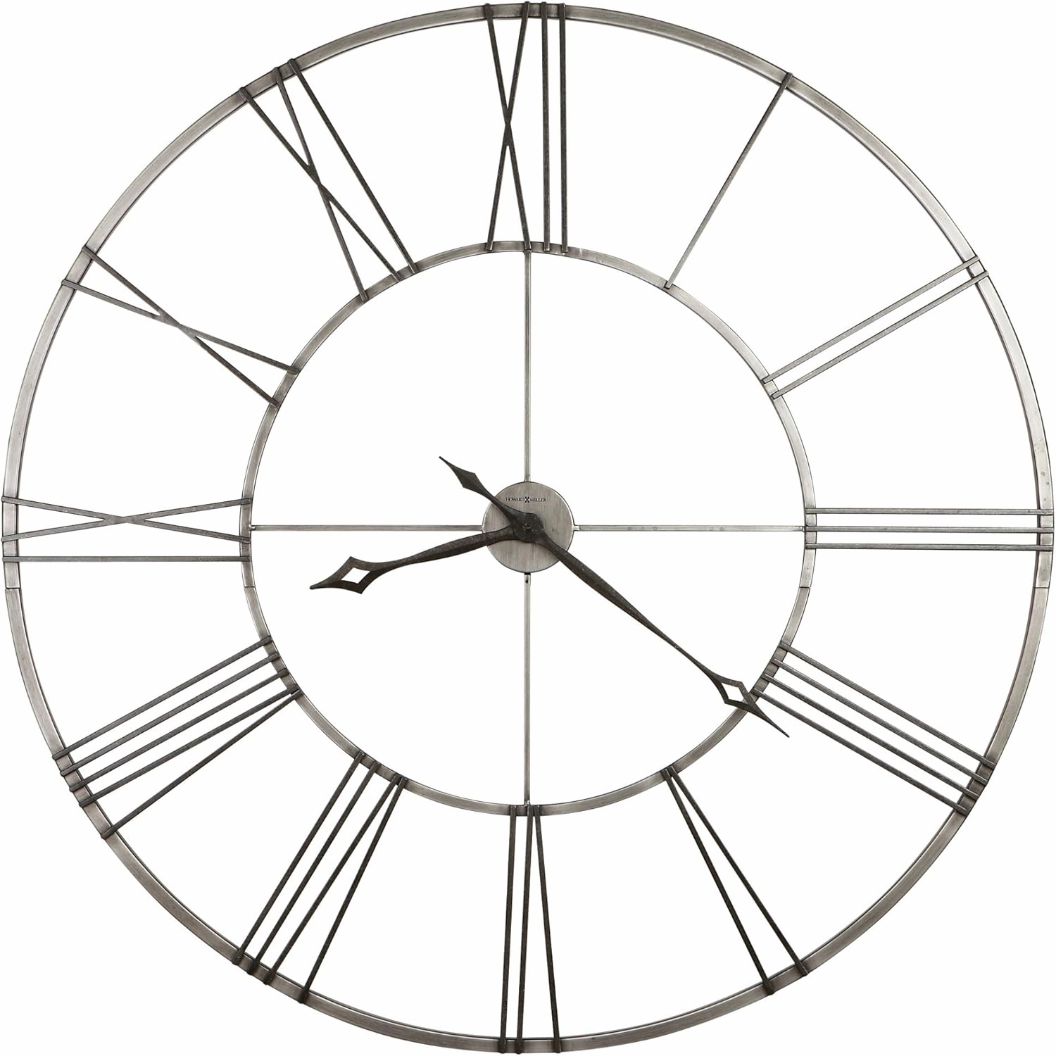 Howard Miller Stockton Wall Clock, Alarm Clocks for Bedroom, Office & Classroom, Oversized Round Wrought-Iron Charcoal Black Finish, Quartz Movement, Analog Wall Clock with Roman Numerals