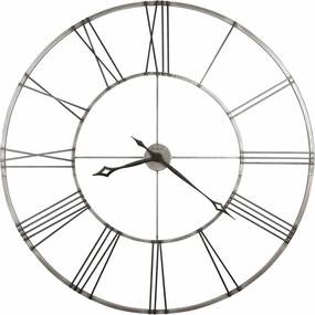 Howard Miller Stockton Wall Clock, Alarm Clocks for Bedroom, Office & Classroom, Oversized Round Wrought-Iron Charcoal Black Finish, Quartz Movement, Analog Wall Clock with Roman Numerals