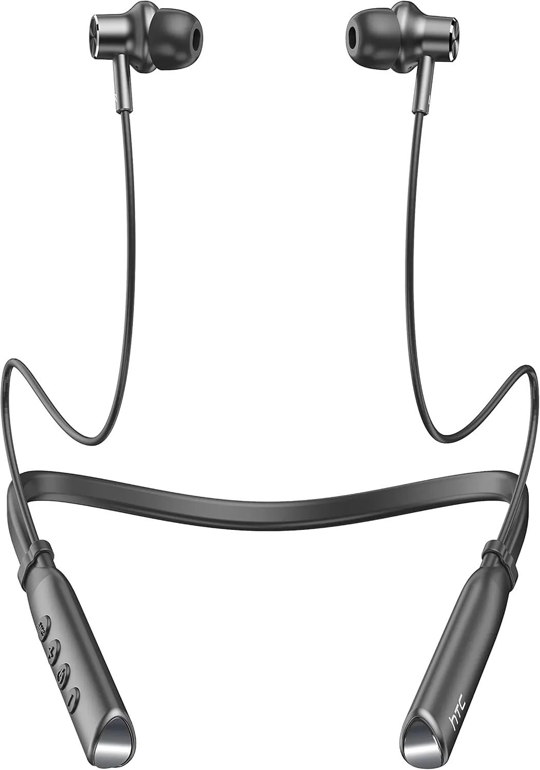 HTC Neckband Headphones Bluetooth, Magnetic Stereo Earphones with Hall Function for Calling, Exercising -10mm Drivers/Game Modes/16H Playtime/IPX5 Waterproof- Black