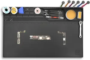 Htm-203 Black Magnetic Repair Work Mat Heat Resistant Large Silicone Soldering Mat Expand Work Area for Soldering, Electronics, Computer Repair Etc