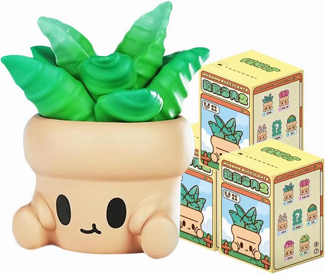 Hugging Succulents 2 Series Blind Box Toys for Girls Cute Figures Action Model Birthday Gift Guess Blind Bag Random Collection Toys Popular Desktop Ornaments（3 Pack）