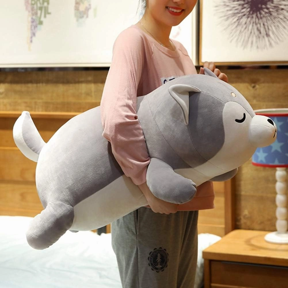 Husky Plush Pillow,Huskie Stuffed Animal Toy Puppy Throw Pillow for Kids and Adults (29.5 inch)