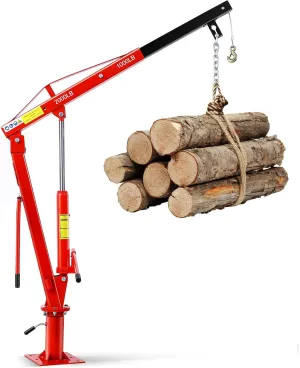 Hydraulic Pickup Truck Crane, 2000 Lbs, Folding Truck-Mounted Bed Crane, Steel Pickup Truck Jib Crane Hoist 360° Swivel for Lifting Goods in Construction, Factory