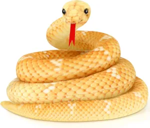 HyDren Giant Boa Constrictor Large Stuffed Animal Snake Realistic Giant Plush Stuffed Snake Toy 80 Inch Lifelike Animal Gifts for Kids Birthday Party Prank Props(Yellow)