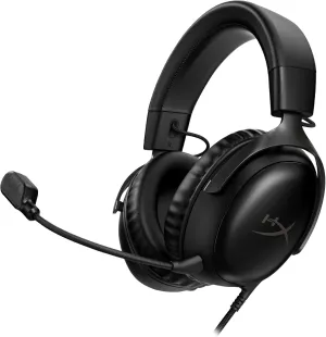 HyperX Cloud III – Wired Gaming Headset, PC, PS5, Xbox Series X|S, Angled 53mm Drivers, DTS, Memory Foam, Durable Frame, Ultra-Clear 10mm Mic, USB-C, USB-A, 3.5mm – Black (Renewed)