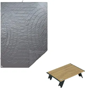 iClimb 1 3M Thinsulate Insulation Warm Camping Blanket and 1 Mini Folding Table Bundle, Ultralight Compact for Adults Outdoor Backpacking Camping Hiking Beach Concert