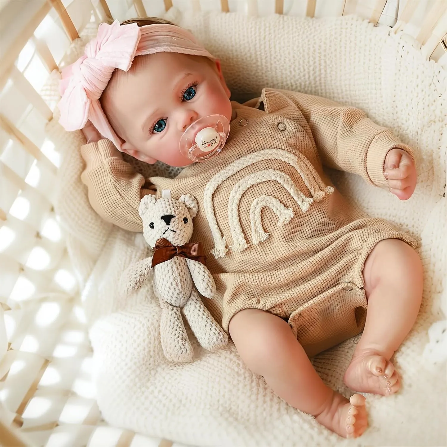 iCradle Lovely Real Look Reborn Baby Dolls Girl 19 inch 48 cm Full Body Soft Vinyl Lifelike Newborn Baby Doll Anatomically Correct Painted Hair Realistic Baby Doll Toy for Kids Ages 3 